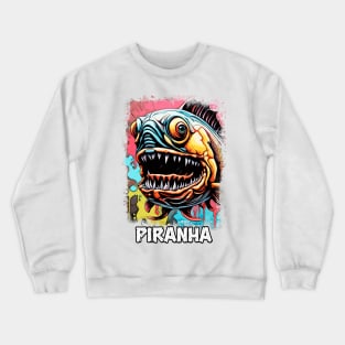 Scary Piranha Amazon River Monster fish Abstract Fantasy Artwork Crewneck Sweatshirt